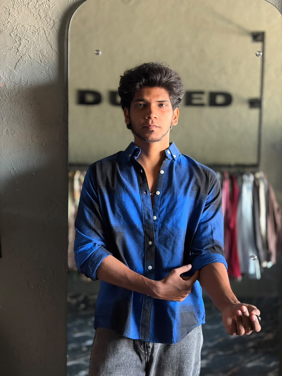 Royal blue & shadow black flannels