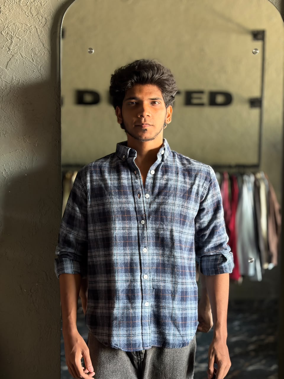 Navy blue & stone flannels