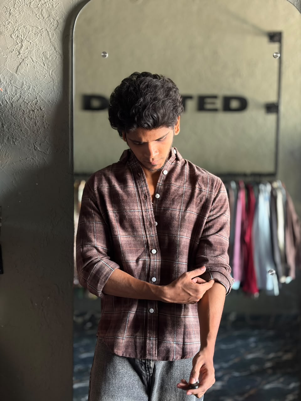 Mocha brown & slate flannels