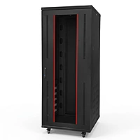 NOVARACK SKD FLOOR MOUNT 42U 600W X 800D BLACK COLOUR WITH FRONT GLASS DOOR WITH REAR DOORS CASTOR WHEELS