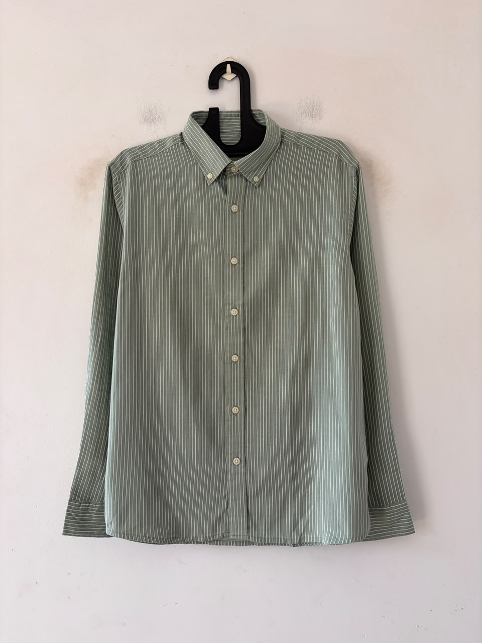 Muted green stripes shirt