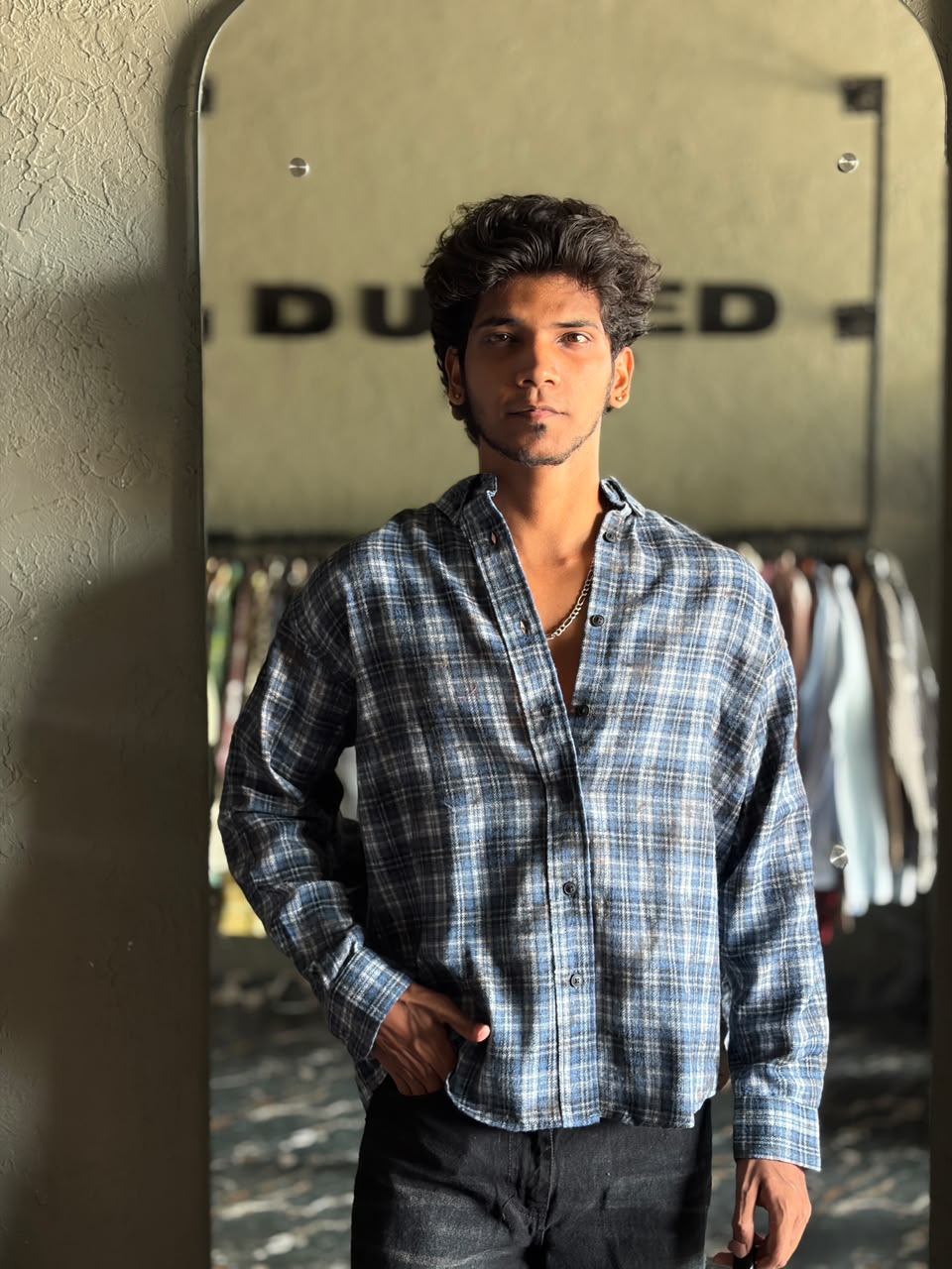 Ocean blue & ash washed flannels
