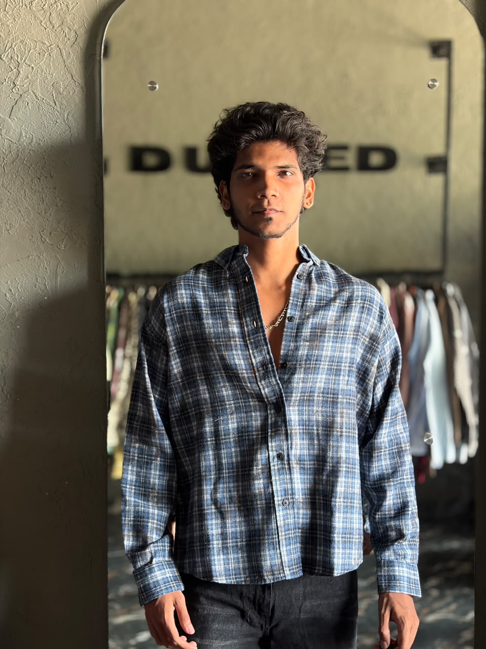 Ocean blue & ash washed flannels