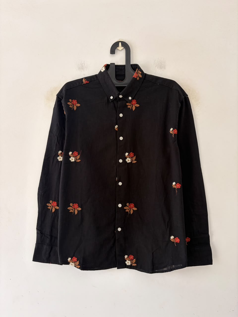 Obsidian bloom embroidered shirt