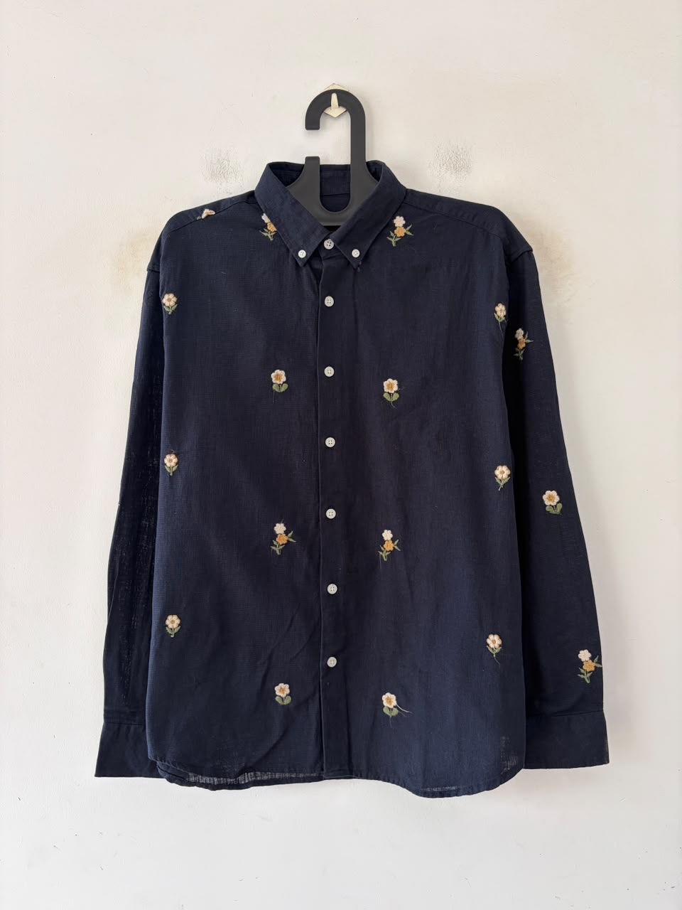 Midnight bloom embroidered shirt