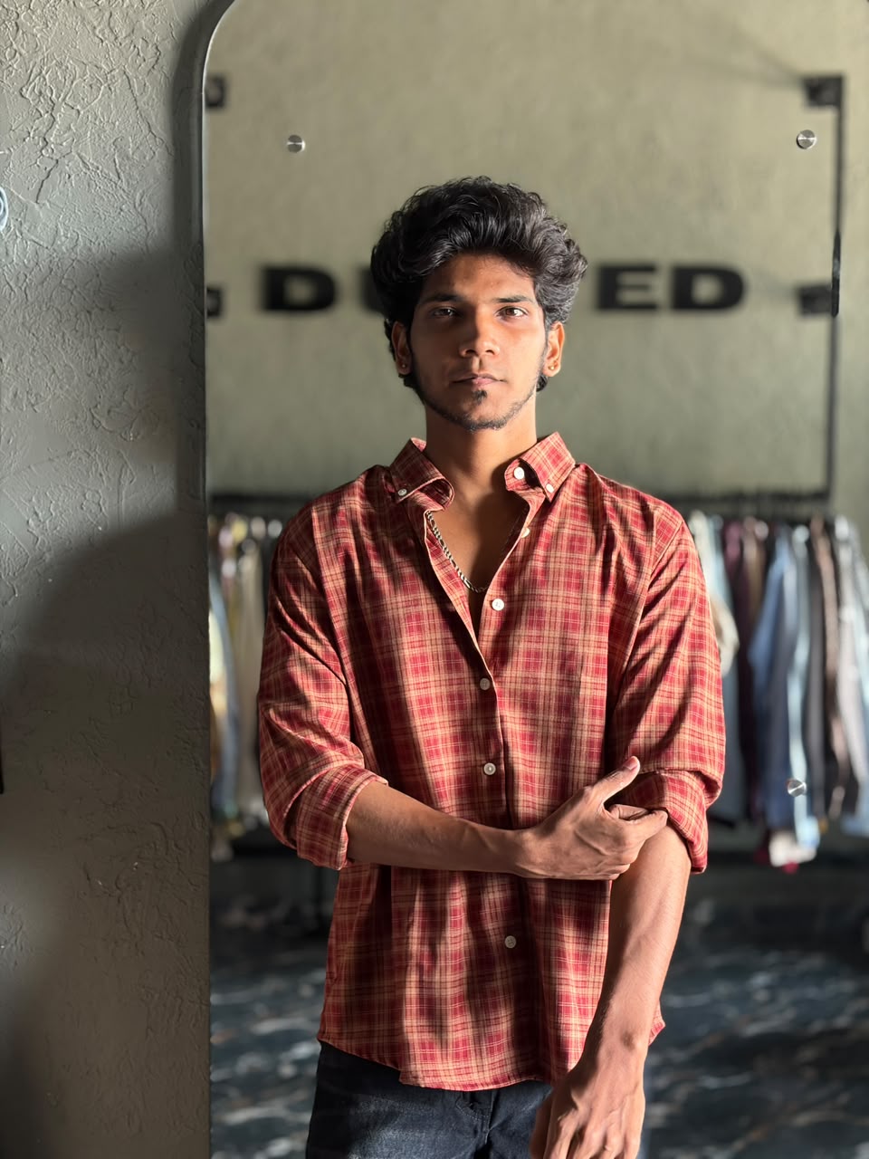 Terracotta imp check shirt