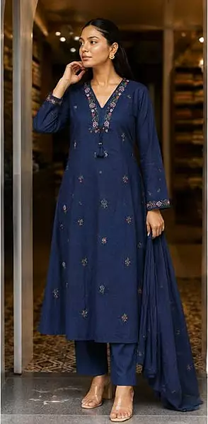 Nayanika Anarkali Kurta Set with Palazzo And Dupatta