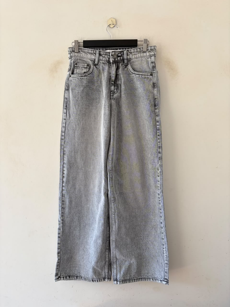 Silver ash washed baggy jeans