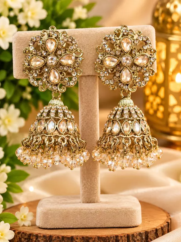 Elegant Antique Gold Jhumka Earrings