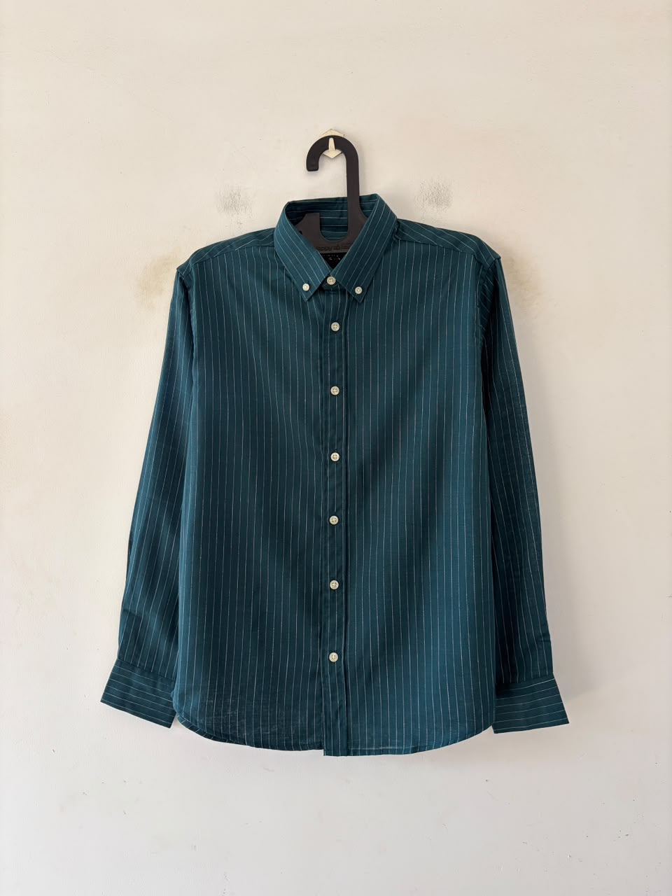 Coastal teal linen pin stripes shirt