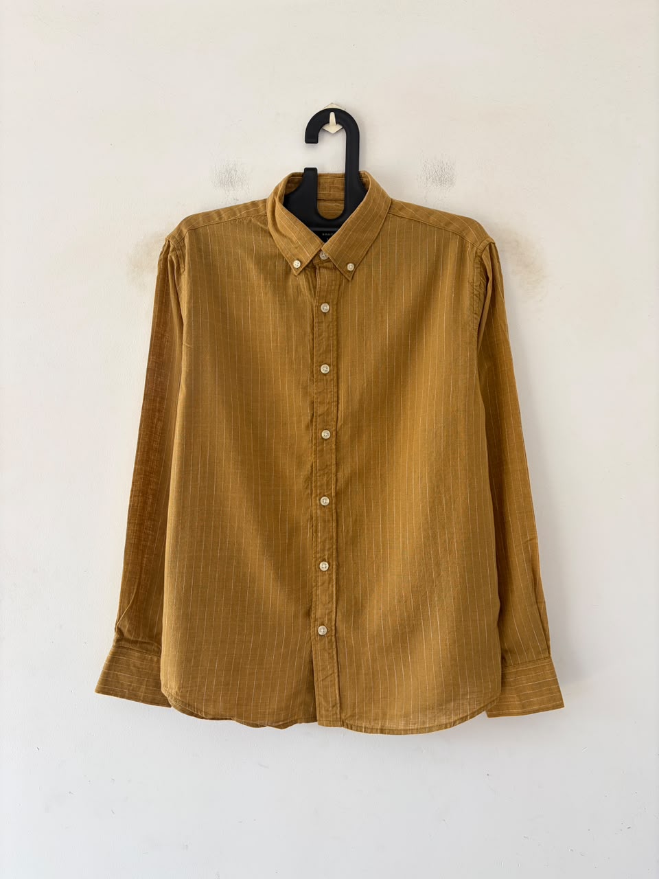 Mustard linen pin stripes shirt