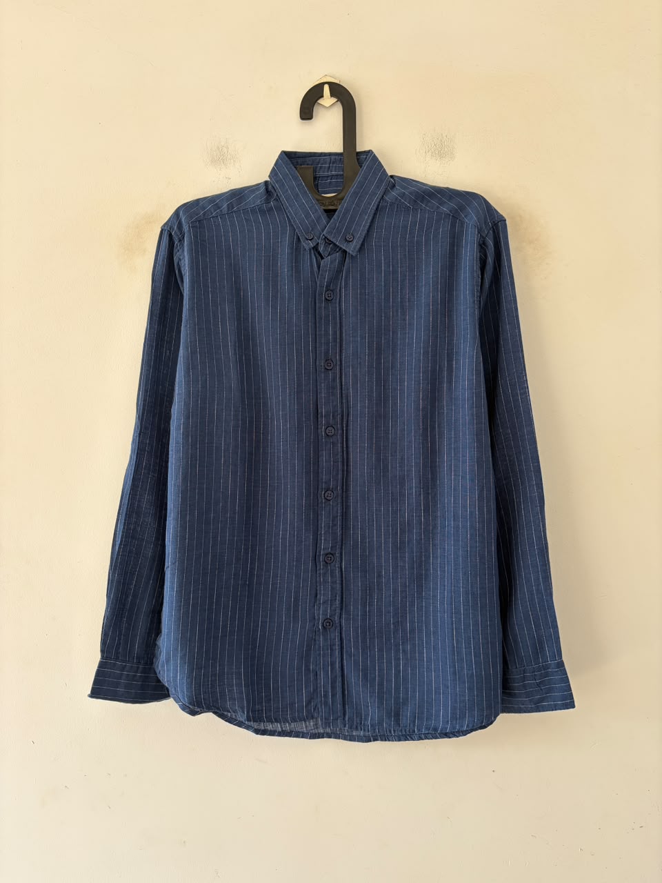 Vintage navy linen pin stripes shirt