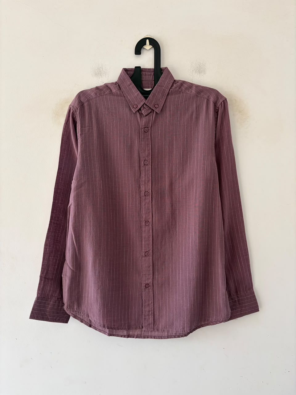 Mauve linen pin stripes shirt
