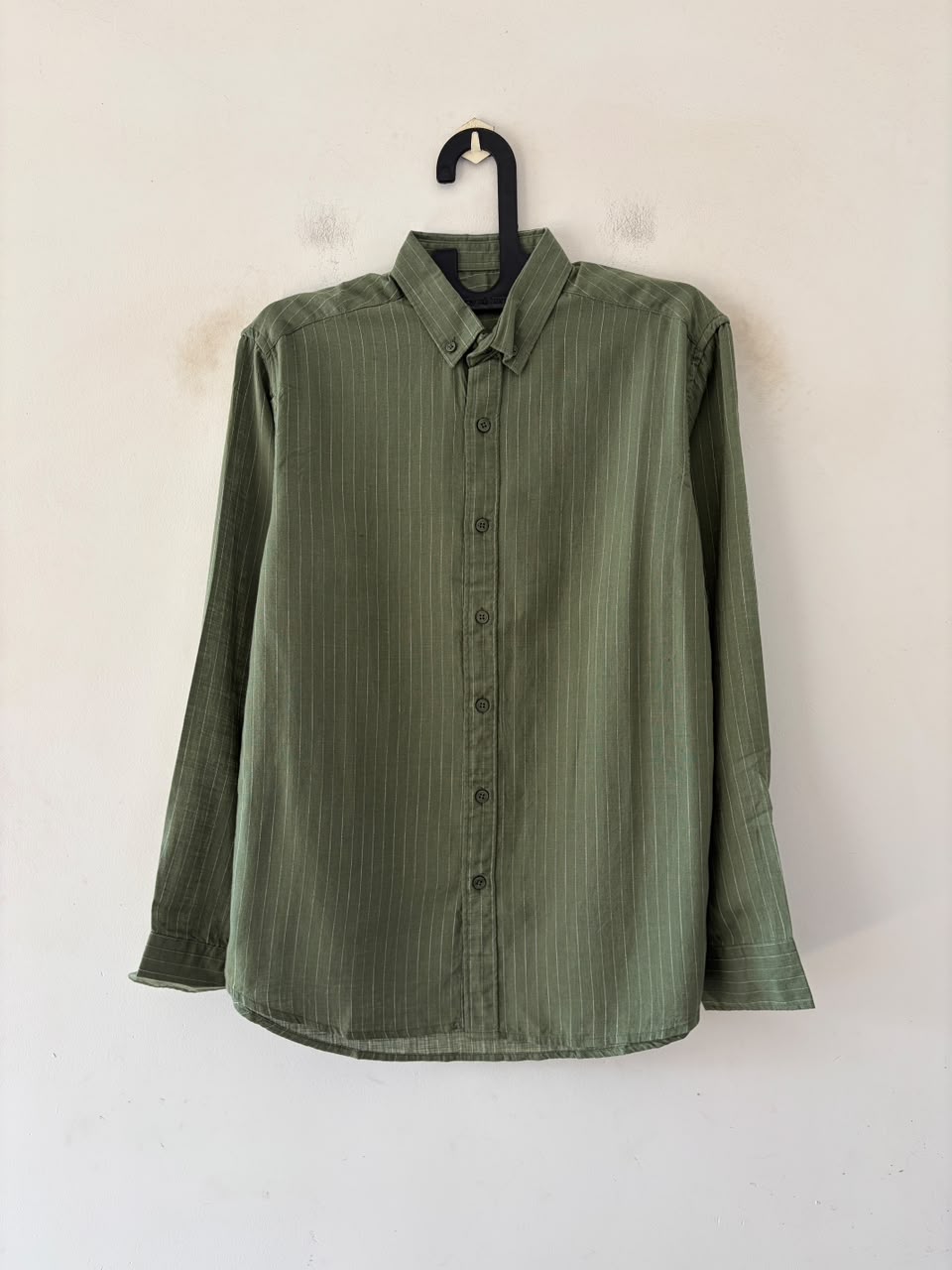 Sage linen pin stripes shirt