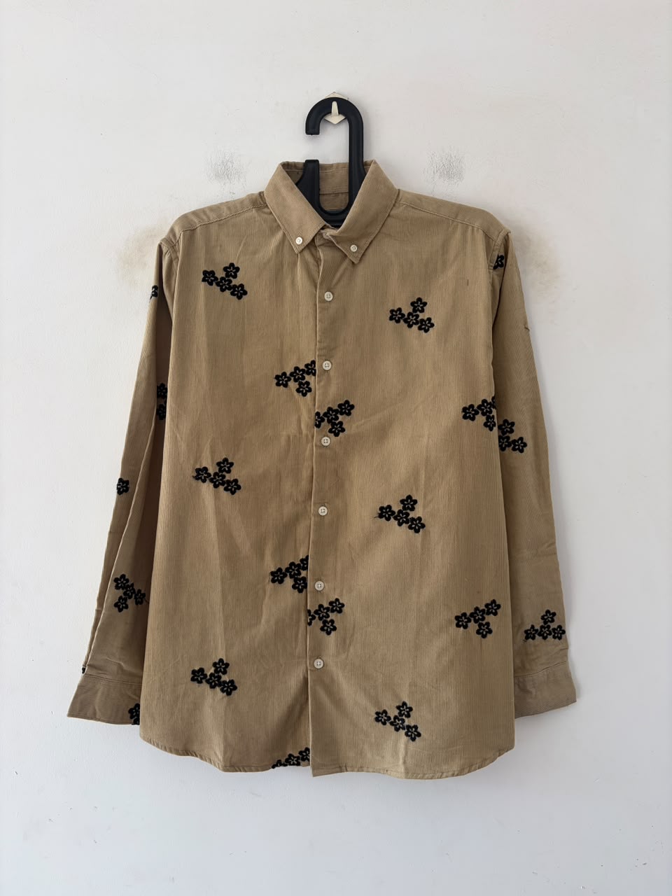 Camel beige embroidered shirt