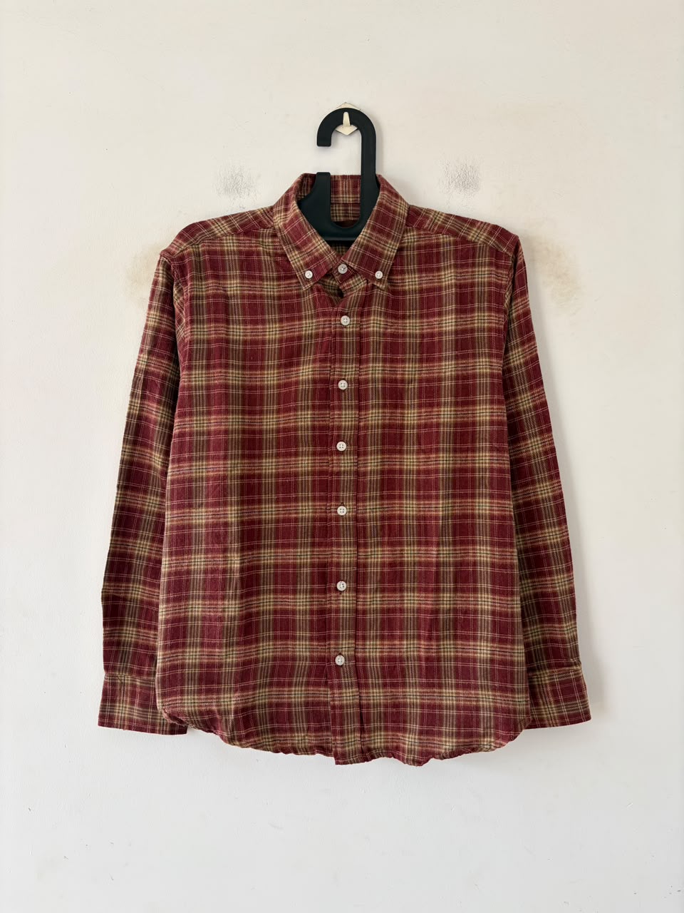 Brick red & tan beige flannels