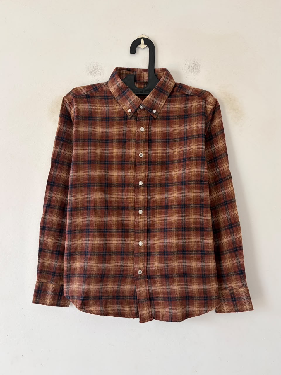 Rust brown & navy line flannels