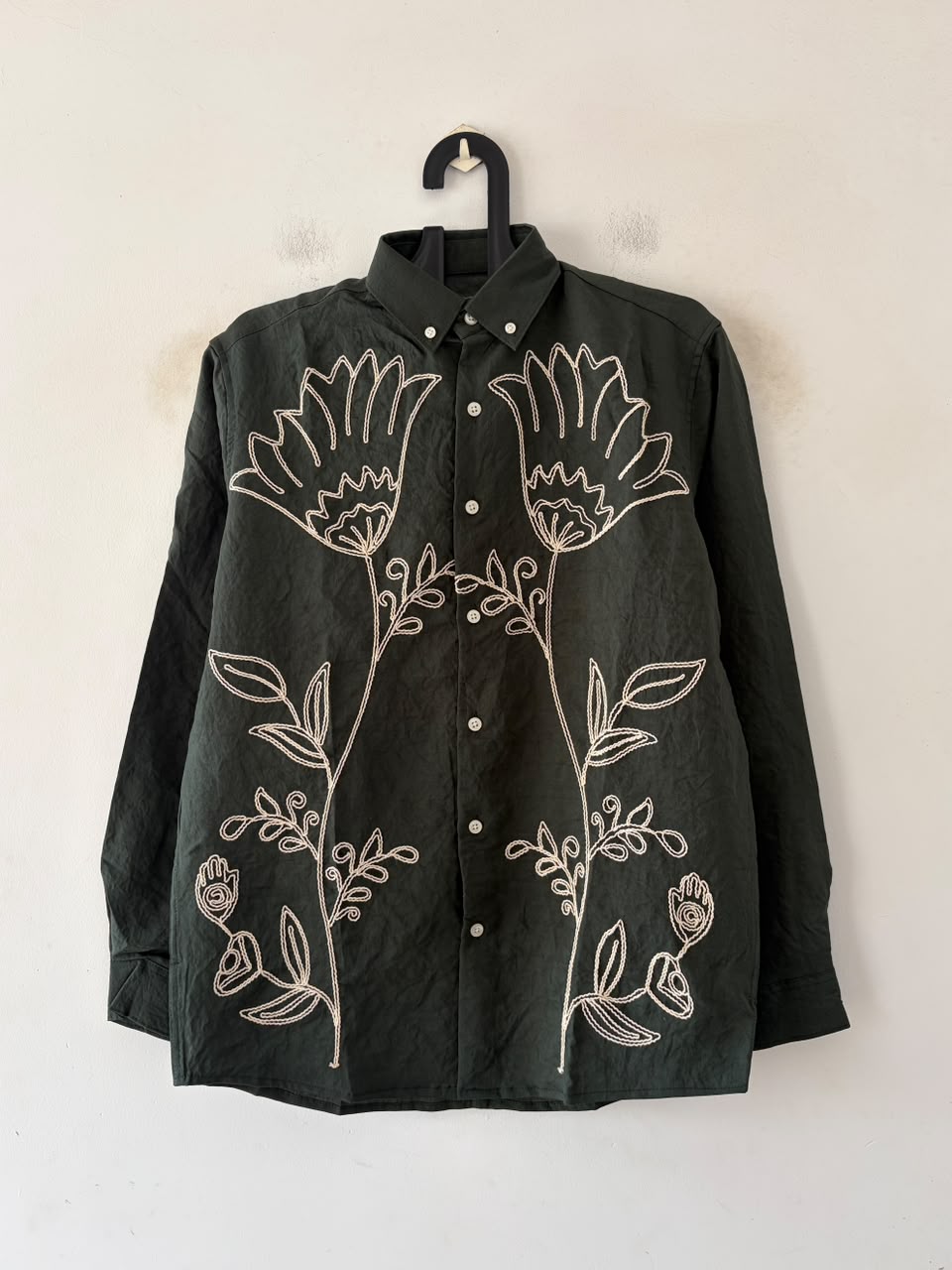 Deep emerald embroidered shirt