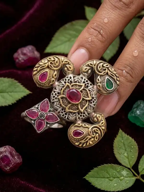 Ornate vintage-inspired gemstone ring
