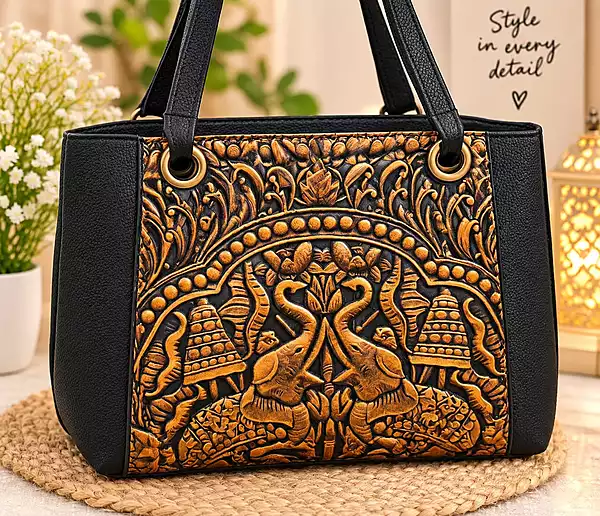 Luxurious black tote handbag