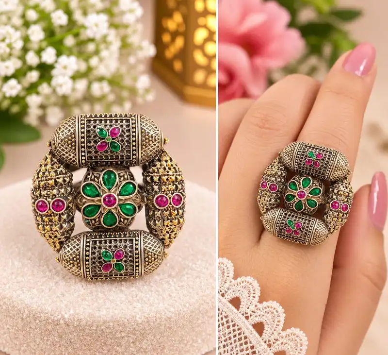 Antique gold/oxidized finish beautiful ring