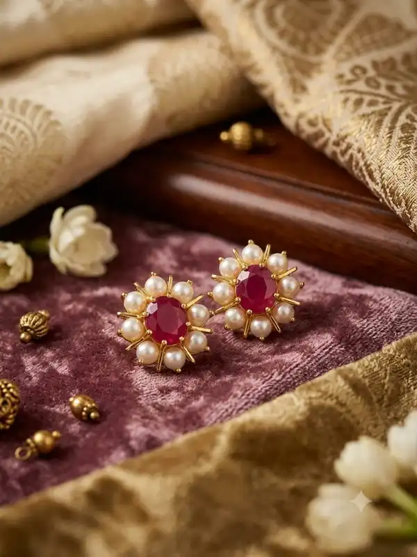 Elegant floral stud earring