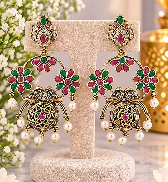 Traditional Indian-inspired drop earrings