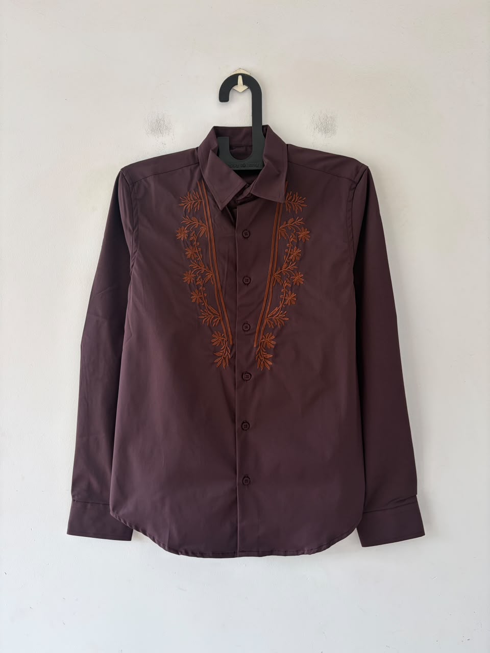 Dusty garnet embroidered shirt