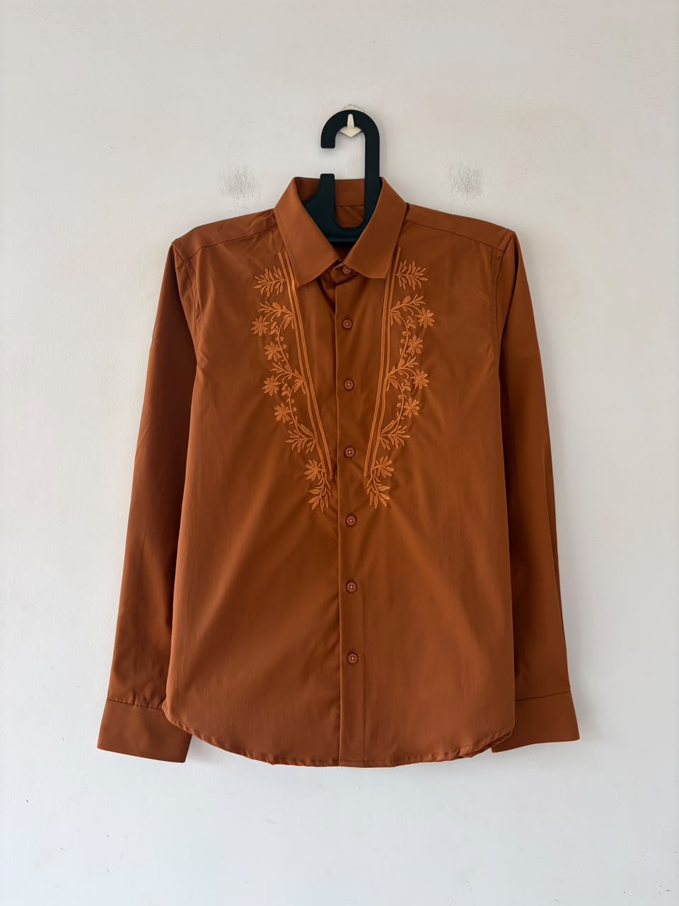 Terracotta embroidered shirt