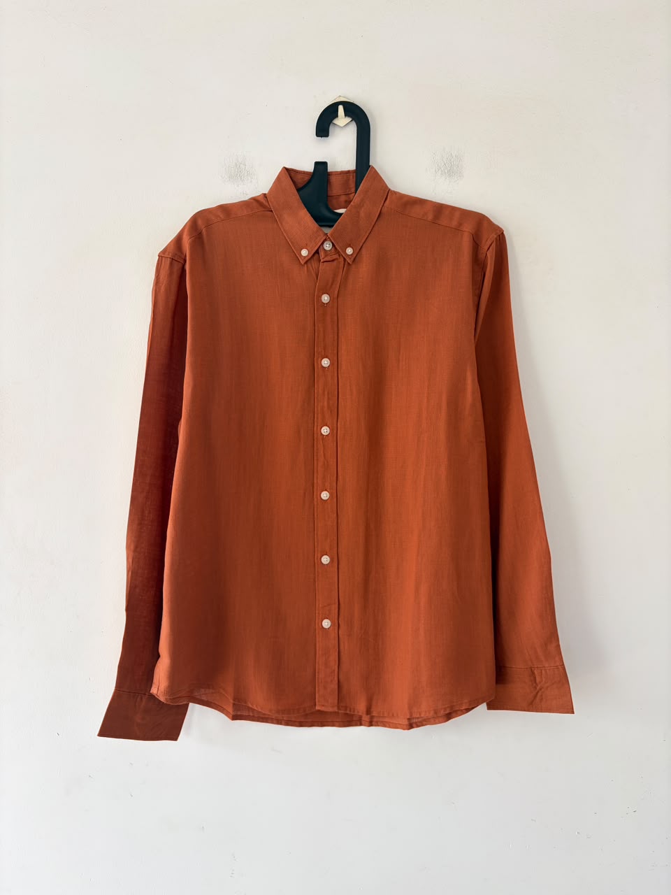 Terracotta orange linen shirt