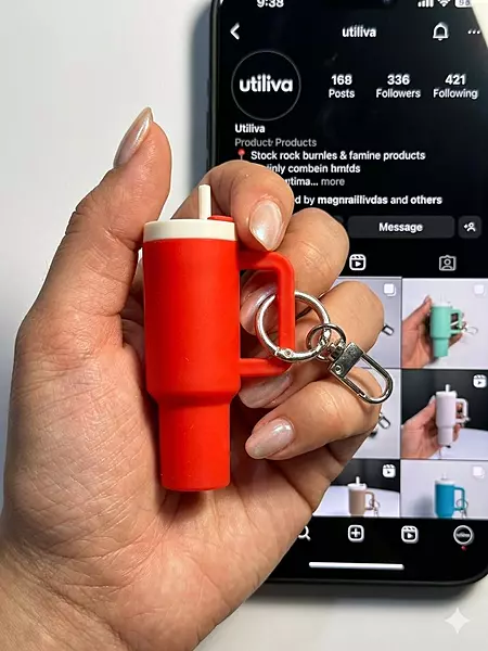 Red Tumbler Cup Bag Charm