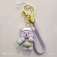 A Cute Purple Rhinestone Bear Bag Charm / keychain