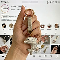 White Fish Rhinestone Keychain