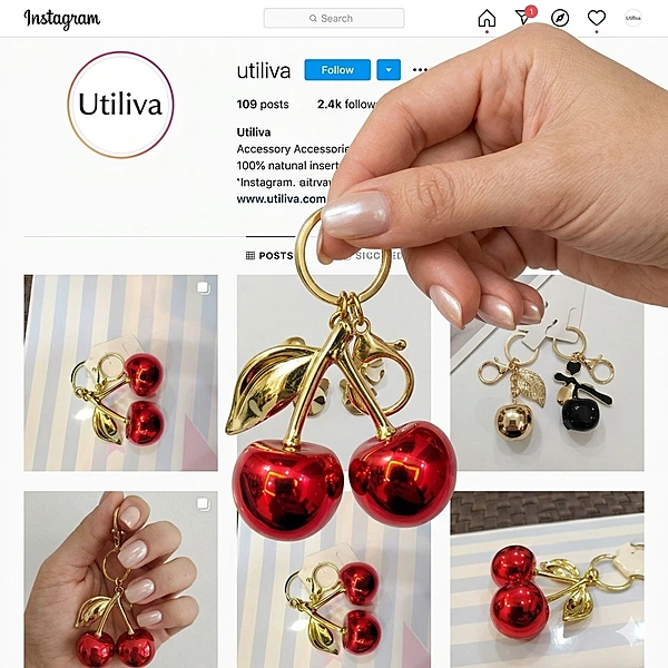 Red, Cherry-Shaped Key Ring