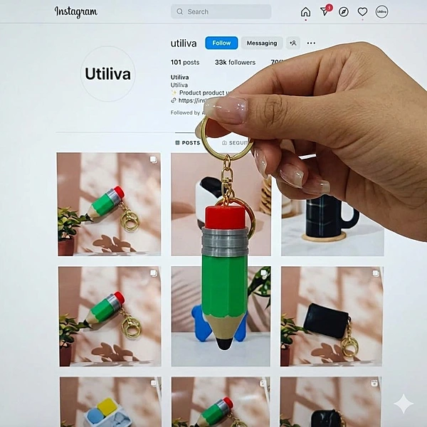 Pencil Shape Button Clicker Keychain