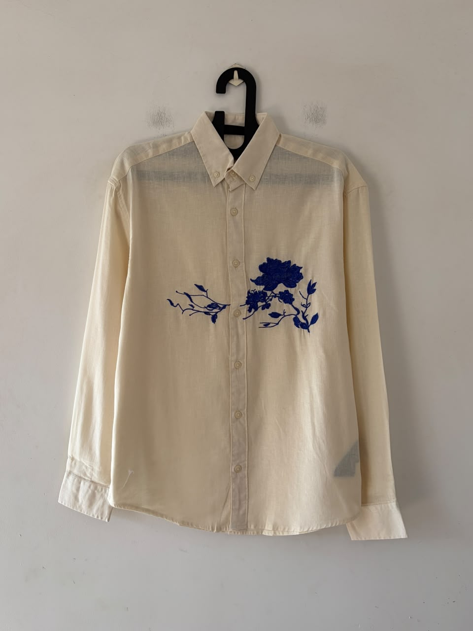Cream luxe embroidered shirt