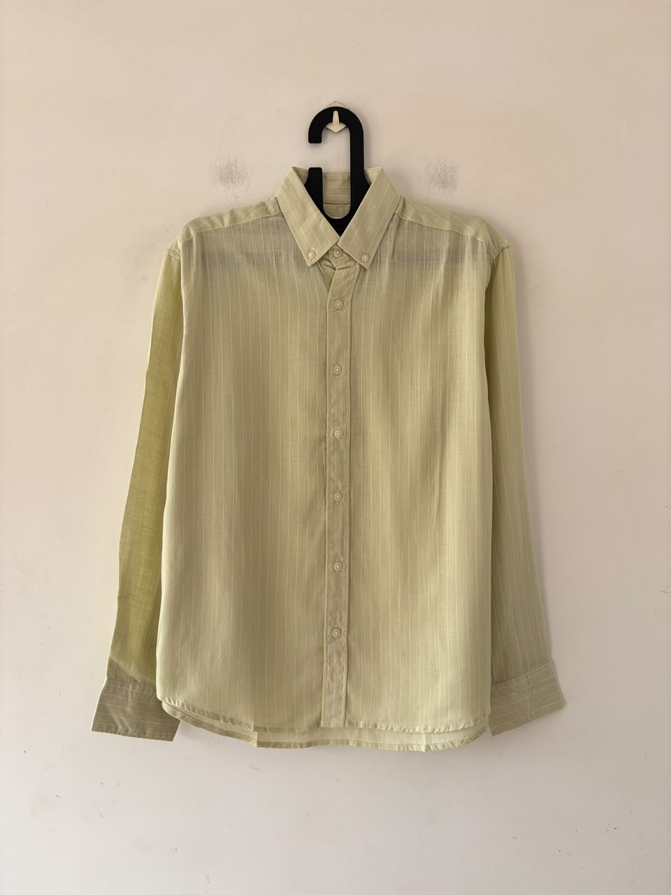 Pistachio linen pin stripes shirt
