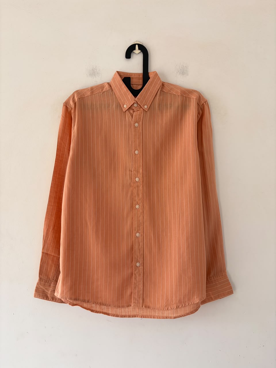 Peach wood linen pin stripes shirt