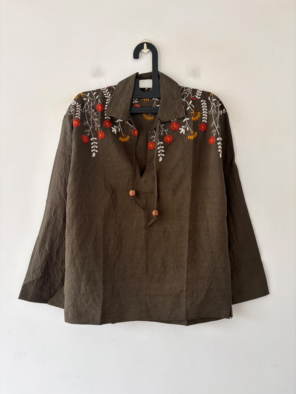 Terra olive embroidered kurta