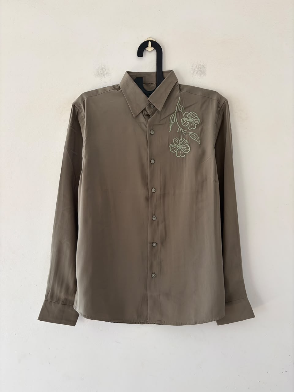 Muted olive embroidered shirt