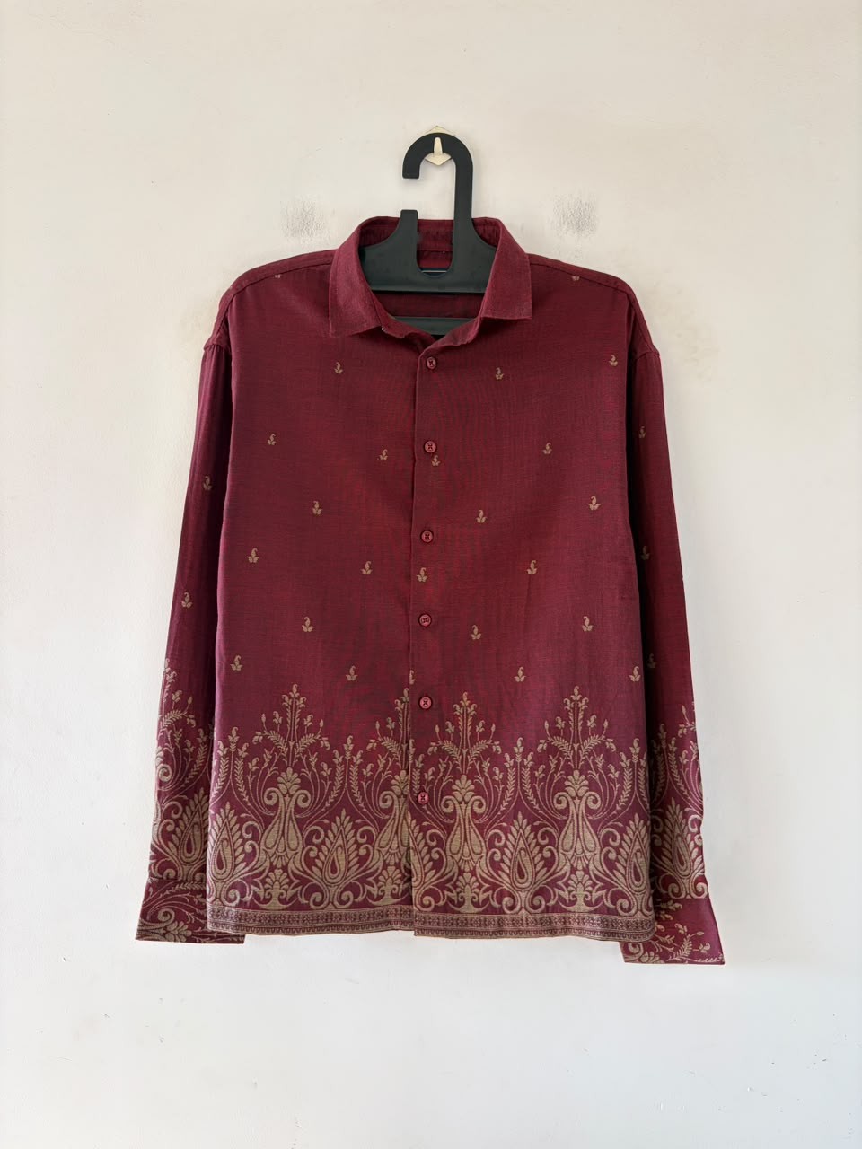 Royal wine jacquard designer shirt