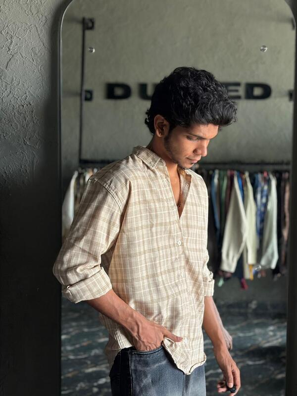 Taupe mist check shirt