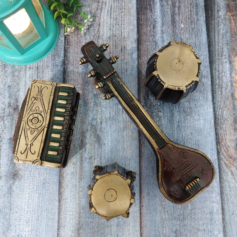 Brass Musical Set - Sitara Tabla Dugi and Harmonium | Authentic Sound