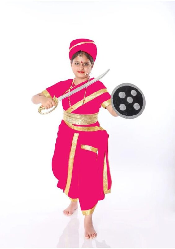 Jhansi Ki Rani Laxmi Bai Fancy Dress Costume For Girls Pink
