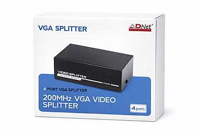 VGA Splitter (1X4) 1 Input 4 Output Sharing Box 200MHz Video Distributor Converter