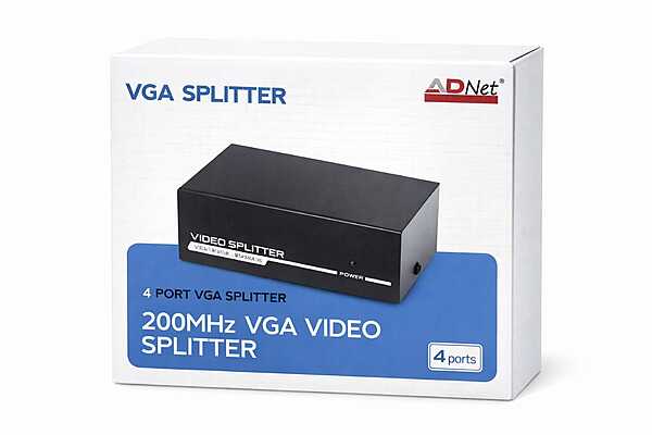 VGA Splitter (1X4) 1 Input 4 Output Sharing Box 200MHz Video Distributor Converter