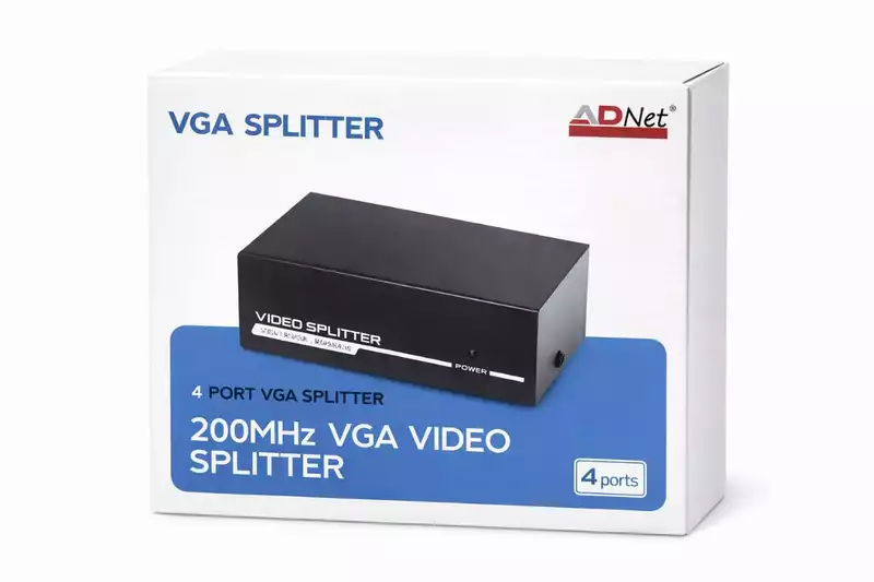 VGA Splitter (1X4) 1 Input 4 Output Sharing Box 200MHz Video Distributor Converter