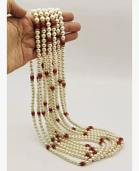 Welcome Barati Swagat Pearl Red Moti Mala