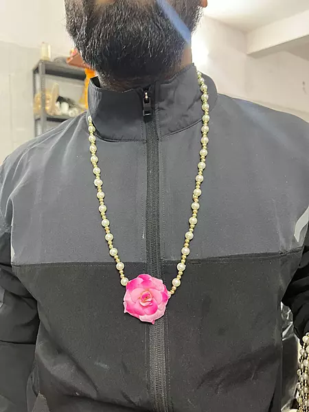 Welcome Barati Swagat Pearl Mala with Flower