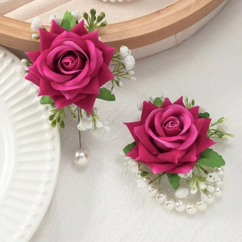 Adjustable Rose Bracelet With Brooch